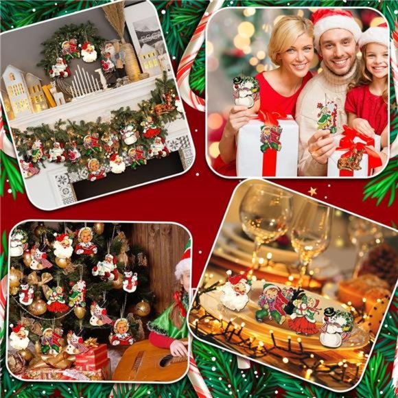 36 Pcs Vintage Christmas Ornaments Wooden Christmas Tree...